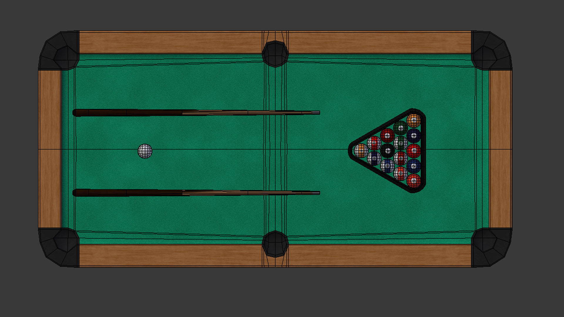 Pool Table - Game Ready Low-poly 3D model_6