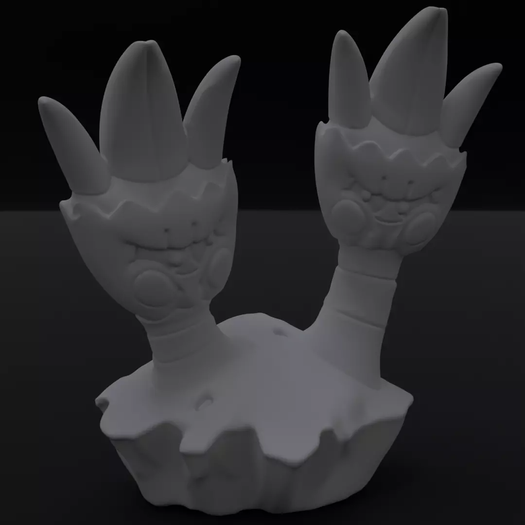 Stylized Dual Marine Organism Figurine 3D Print Twin Reef Statue 3D print model