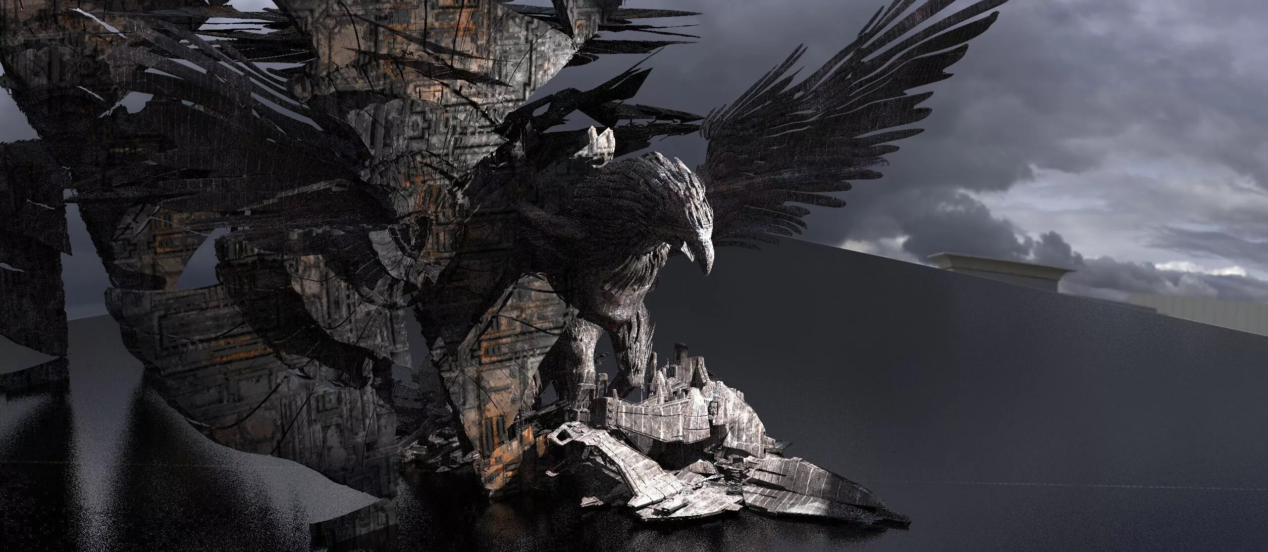 Stealth crow platform golden 3D model
