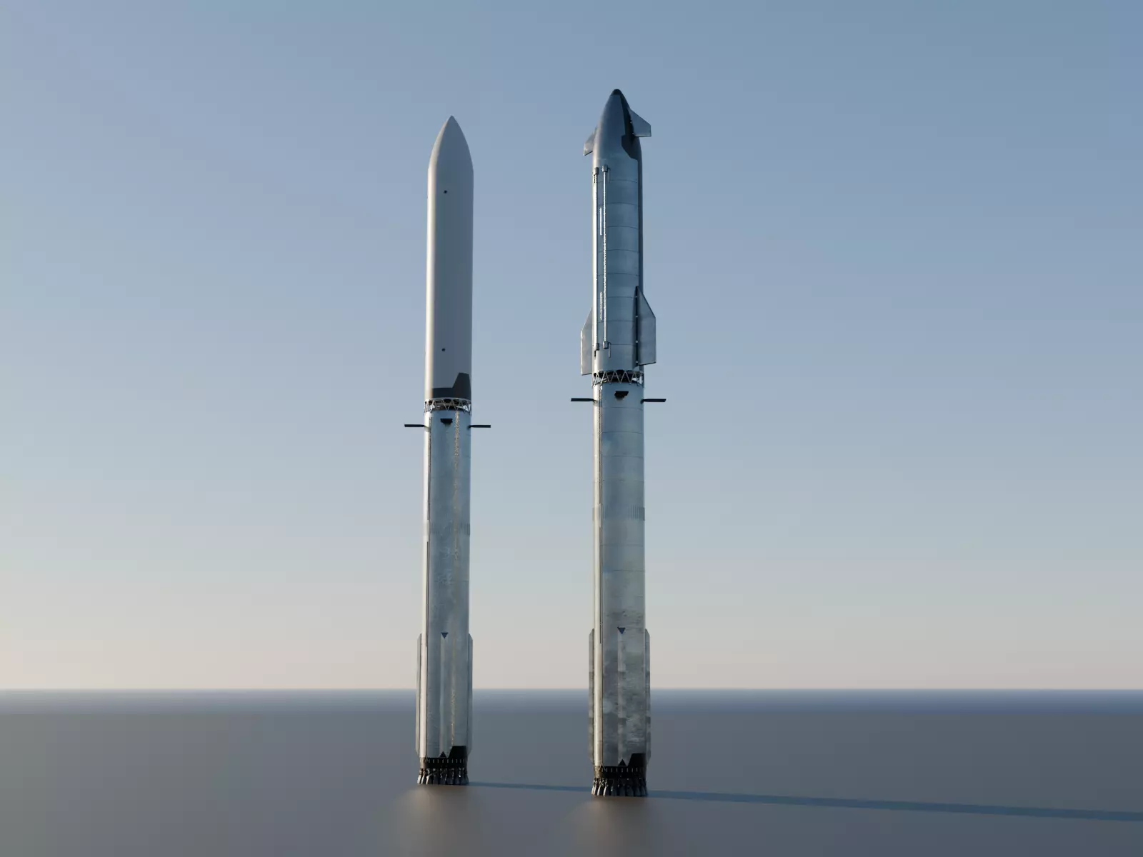 Starship Depot and Tanker with Super Heavy Boosters High Detail 3D model