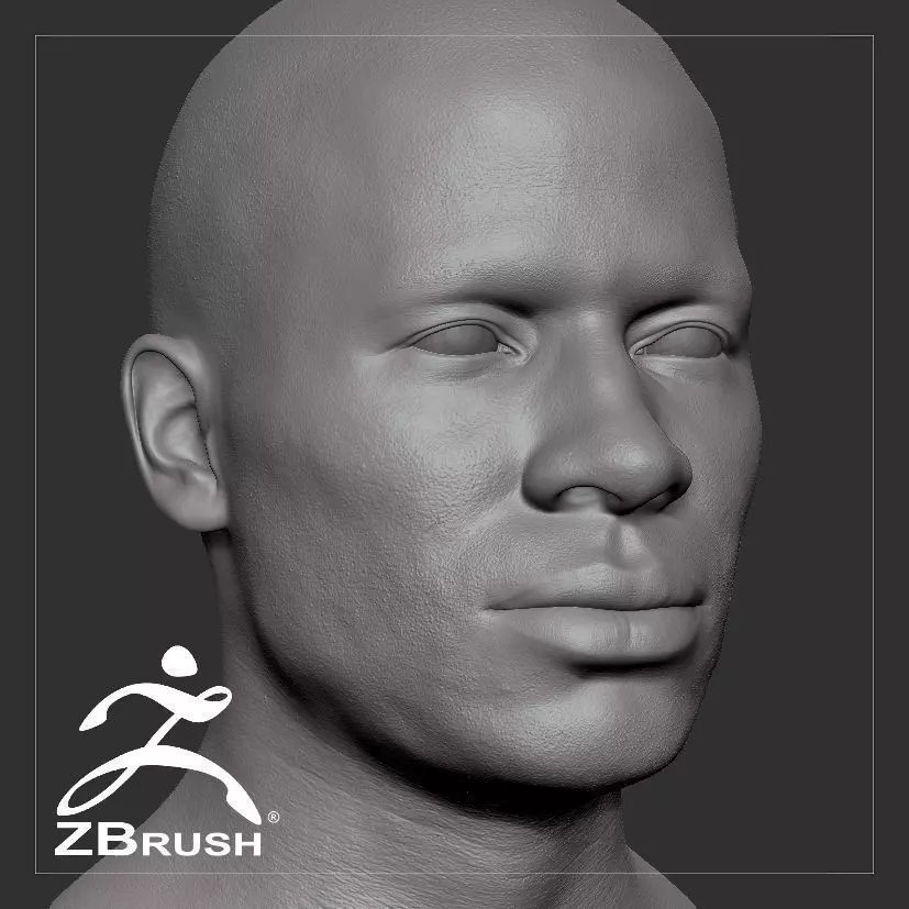 Average Black Male Head Basemesh 3D model_0