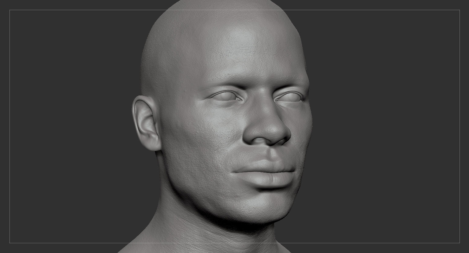 Average Black Male Head Basemesh 3D model_1