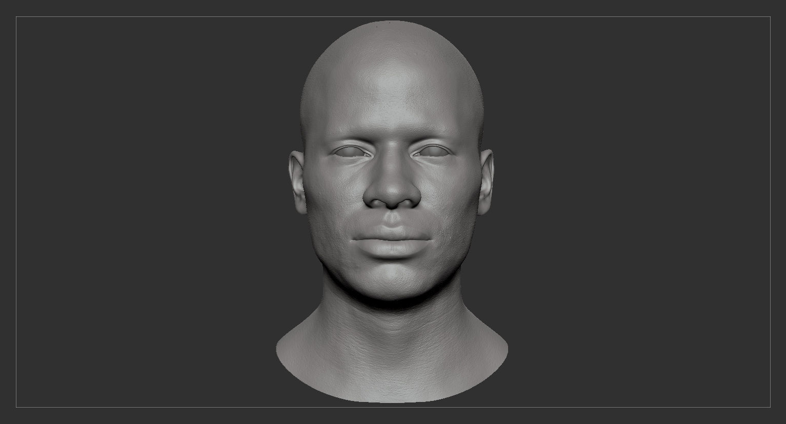 Average Black Male Head Basemesh 3D model_2