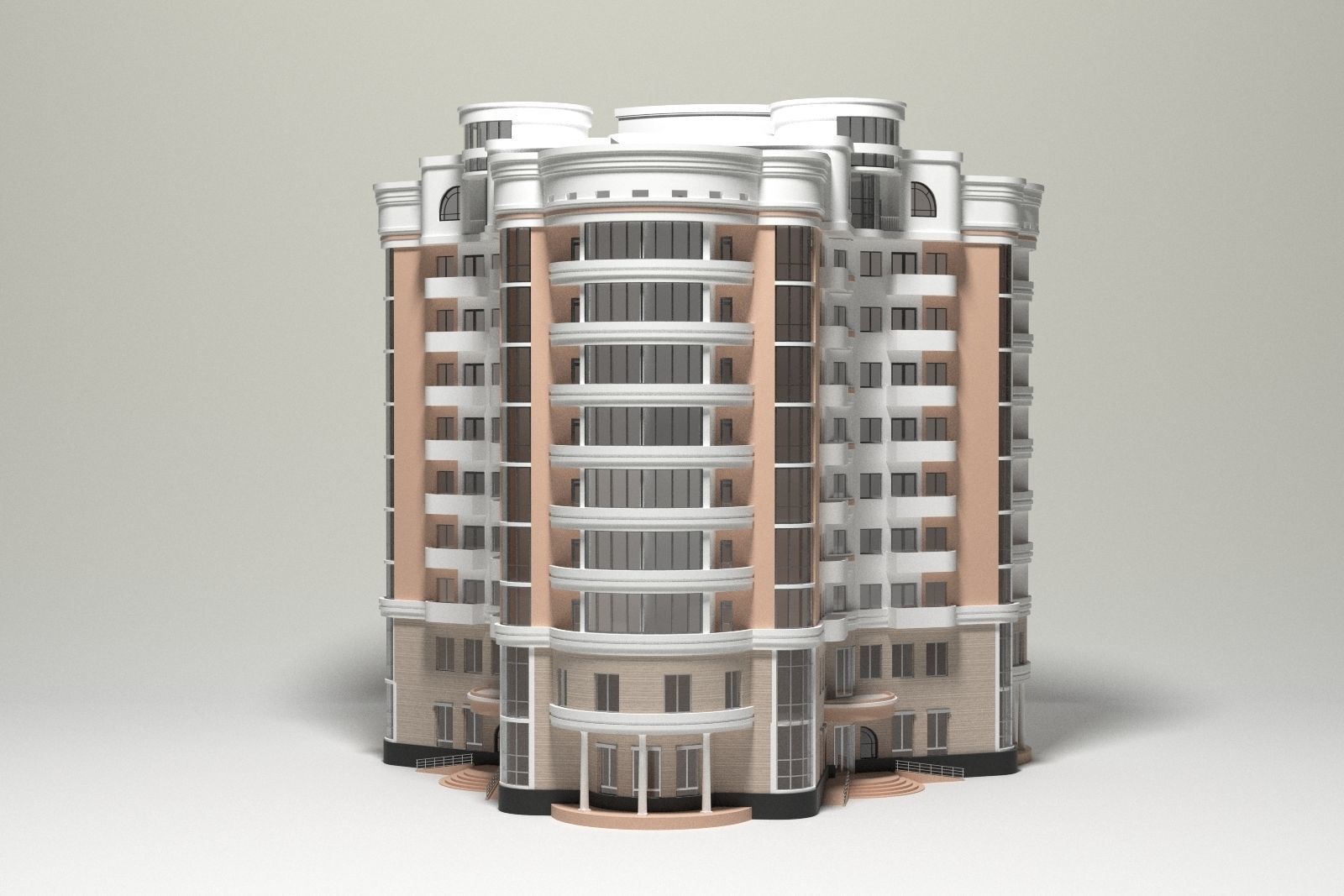 10 Storey Apartment Building 3D model 3D model_1