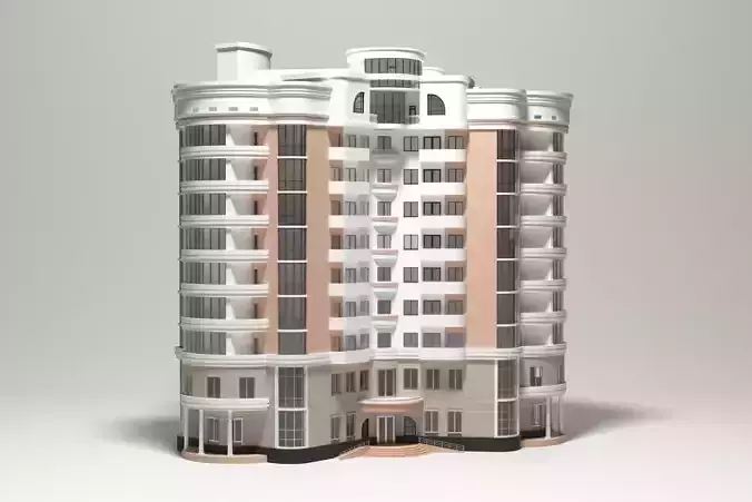 10 Storey Apartment Building 3D model 3D model