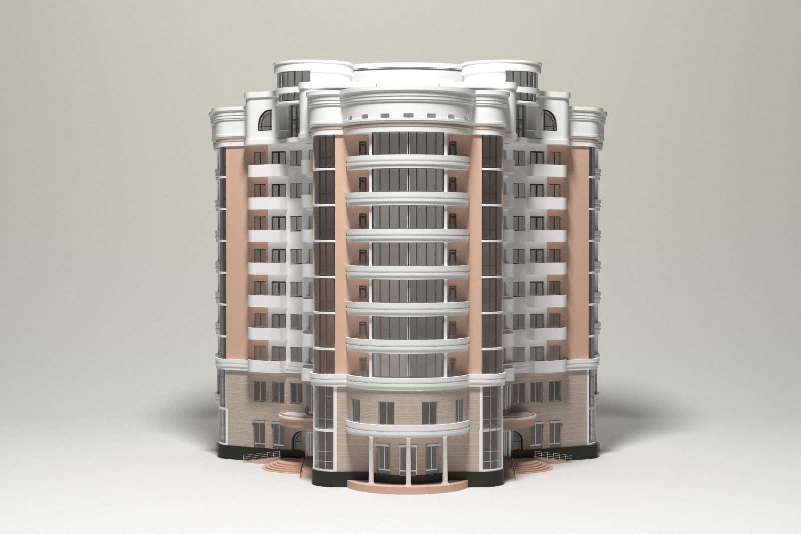 10 Storey Apartment Building 3D model 3D model_3