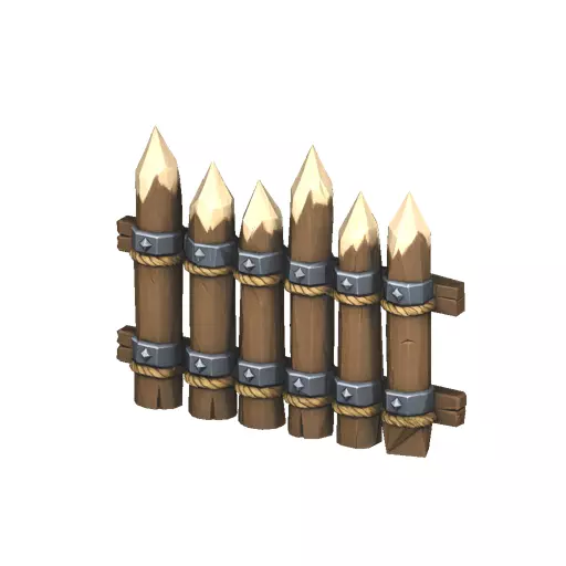 Spiked Wooden Palisade Fence Low Poly PBR Game Asset Low-poly 3D model