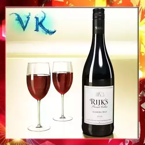 Red Wine Bottle Rijks and Cup 3D model