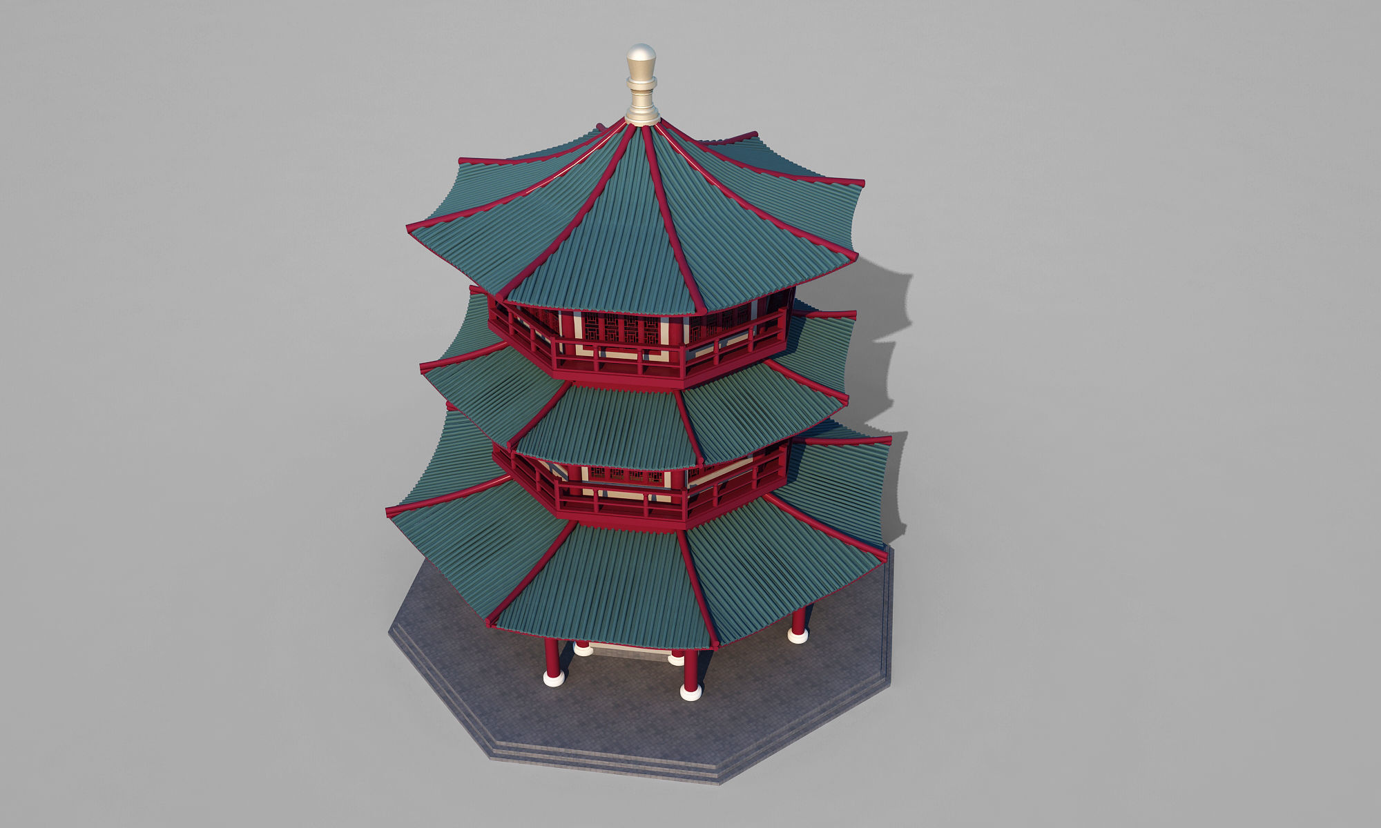 Chinese temple 3D model_3
