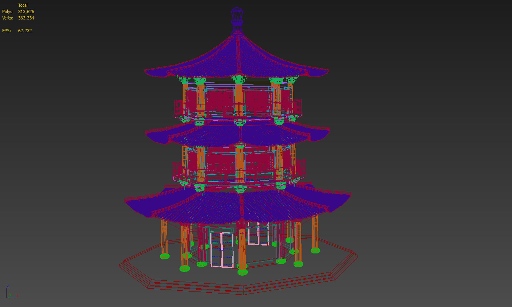 Chinese temple 3D model_9