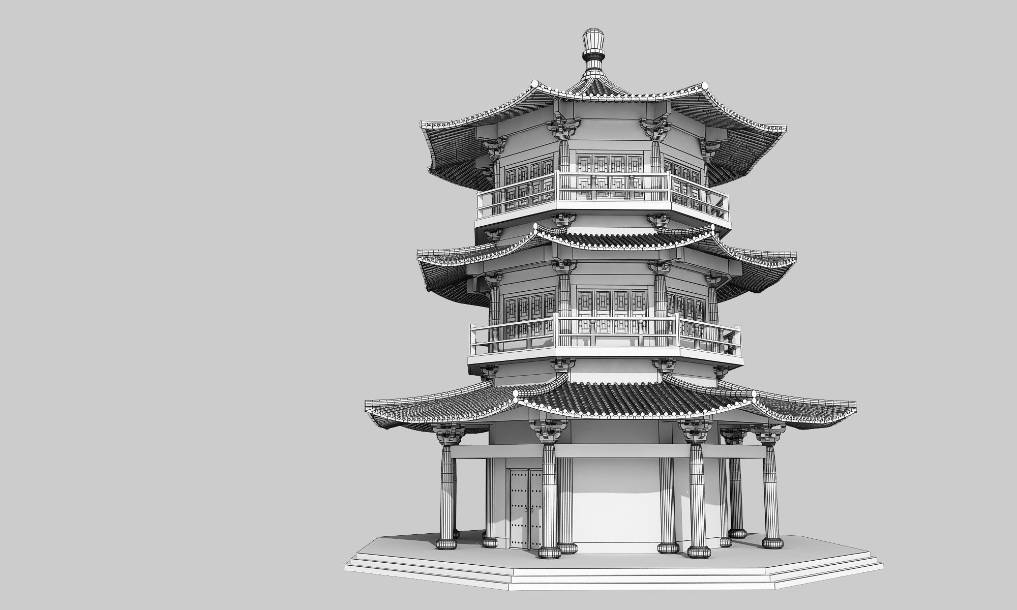 Chinese temple 3D model_6