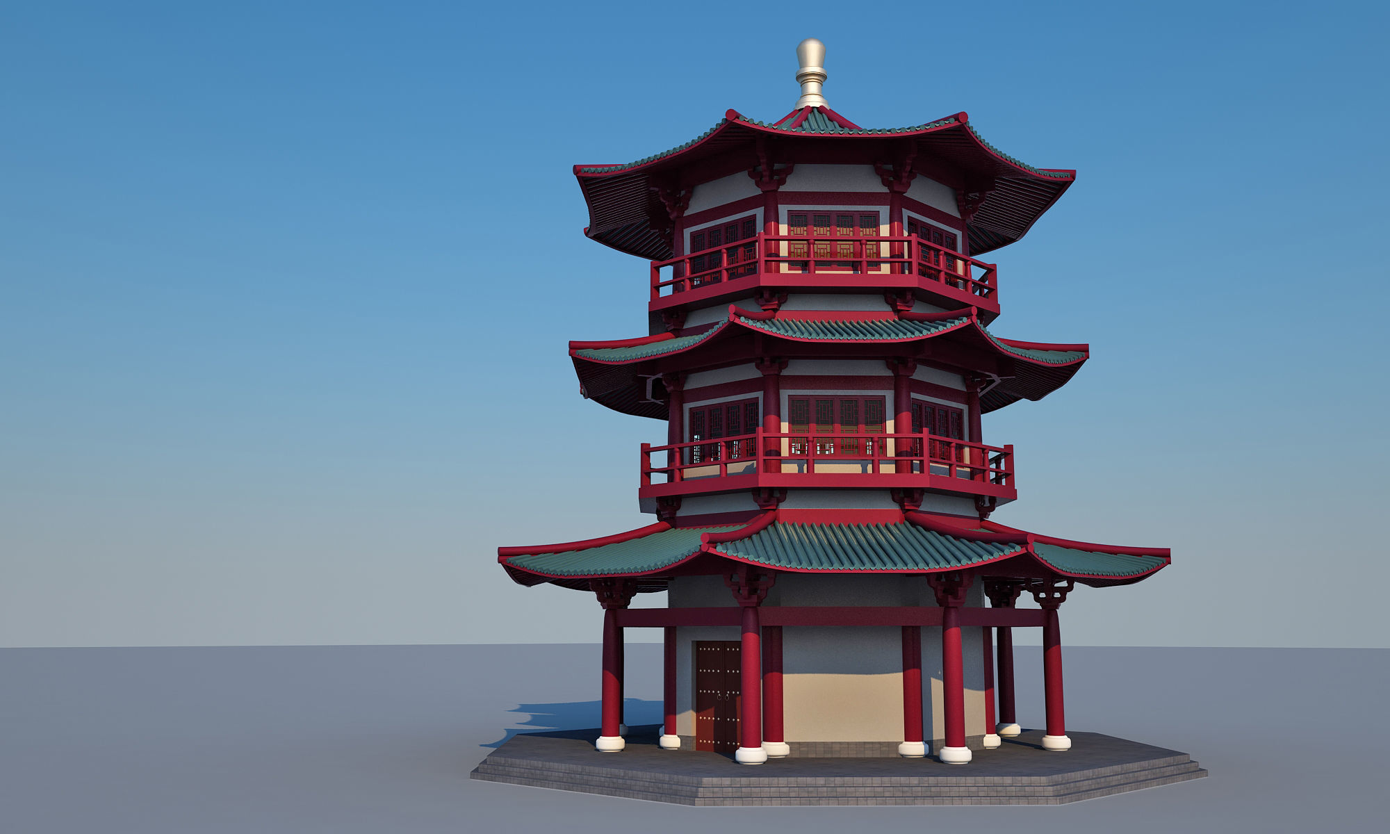 Chinese temple 3D model_5