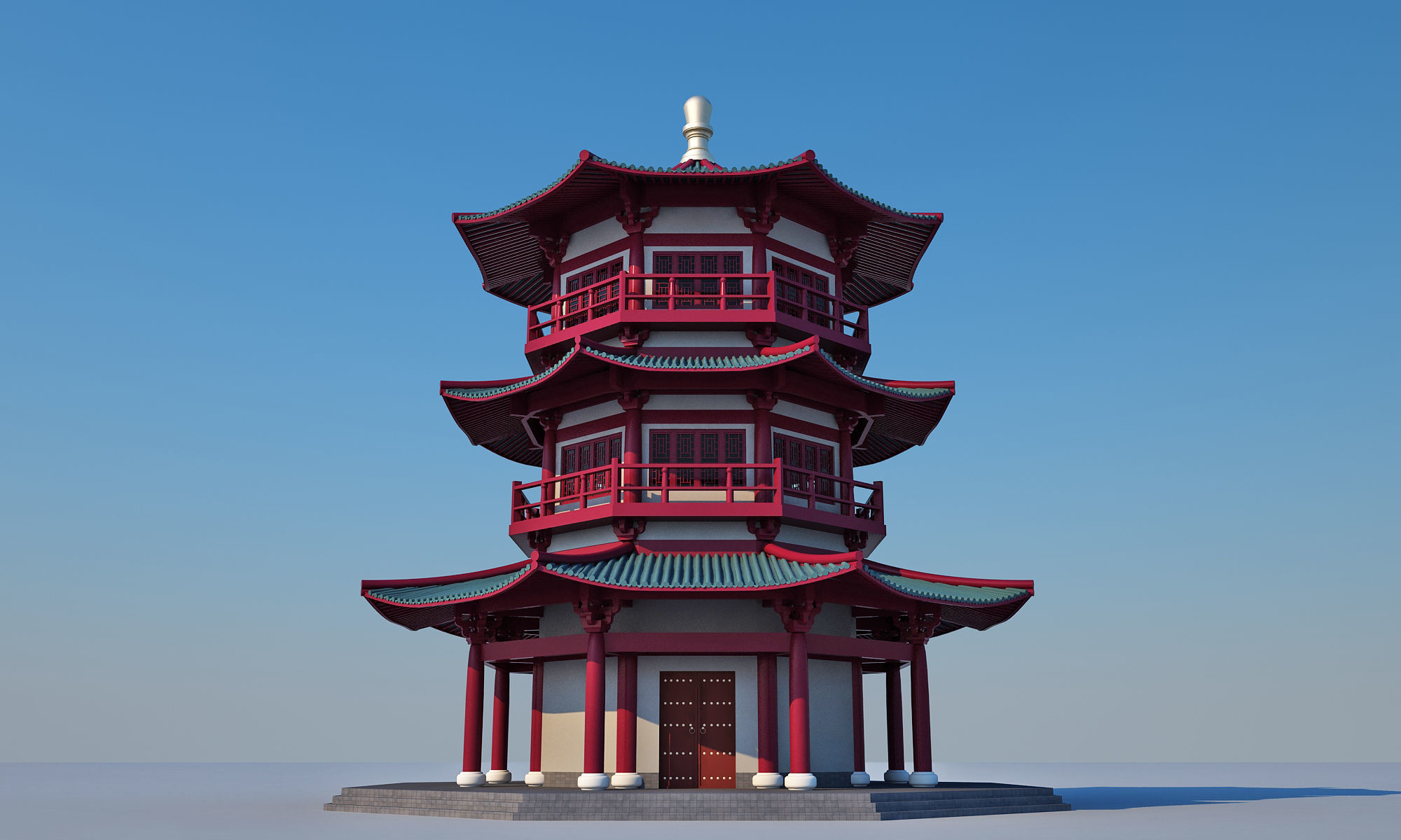 Chinese temple 3D model_1