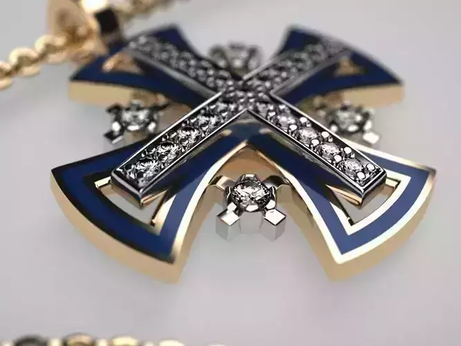 Rich templar pilgrim cross with  enamel 3D print model