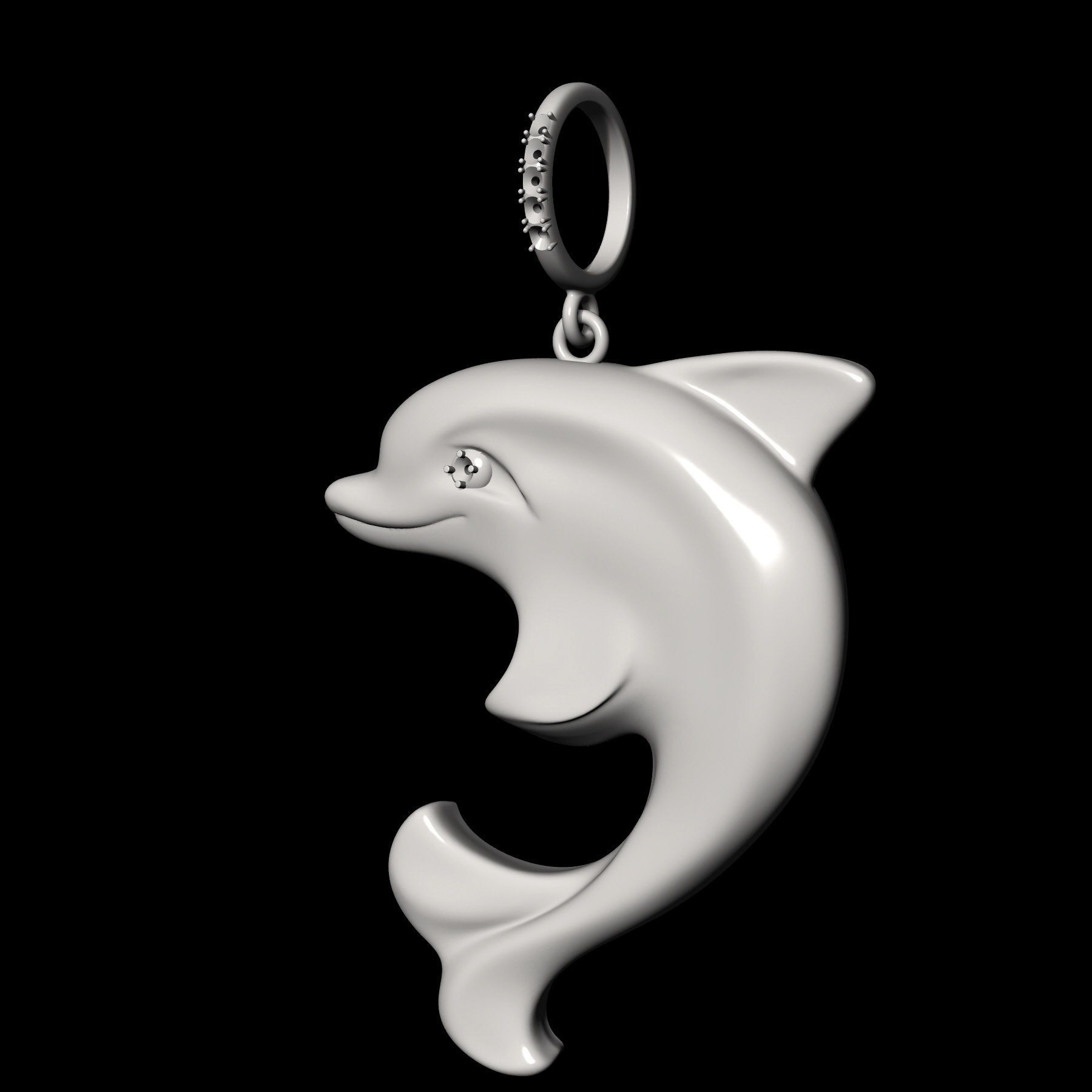 Dolphin pendant 3D print model_4