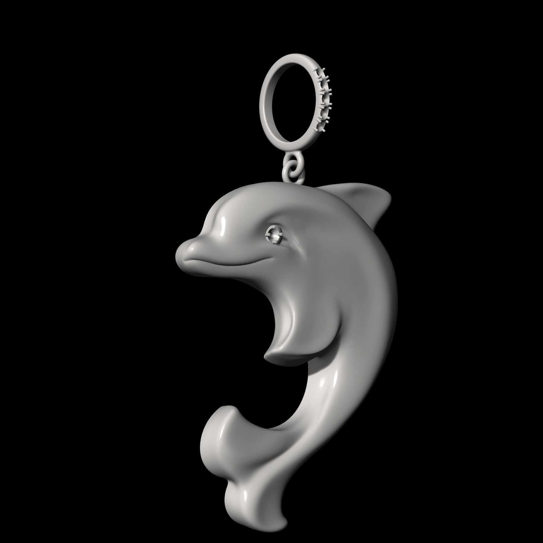 Dolphin pendant 3D print model_3