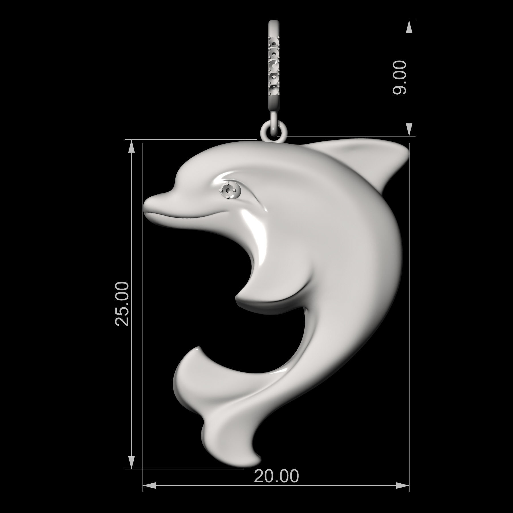 Dolphin pendant 3D print model_2