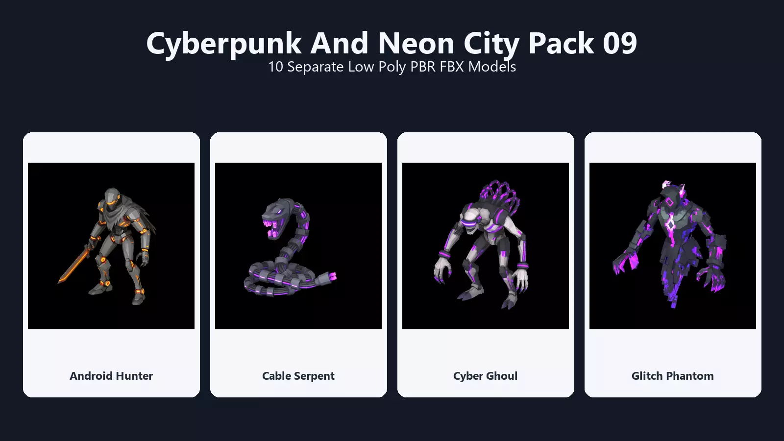 Cyberpunk And Neon City Pack 09 - 10 Low Poly PBR FBX Models Low-poly 3D model