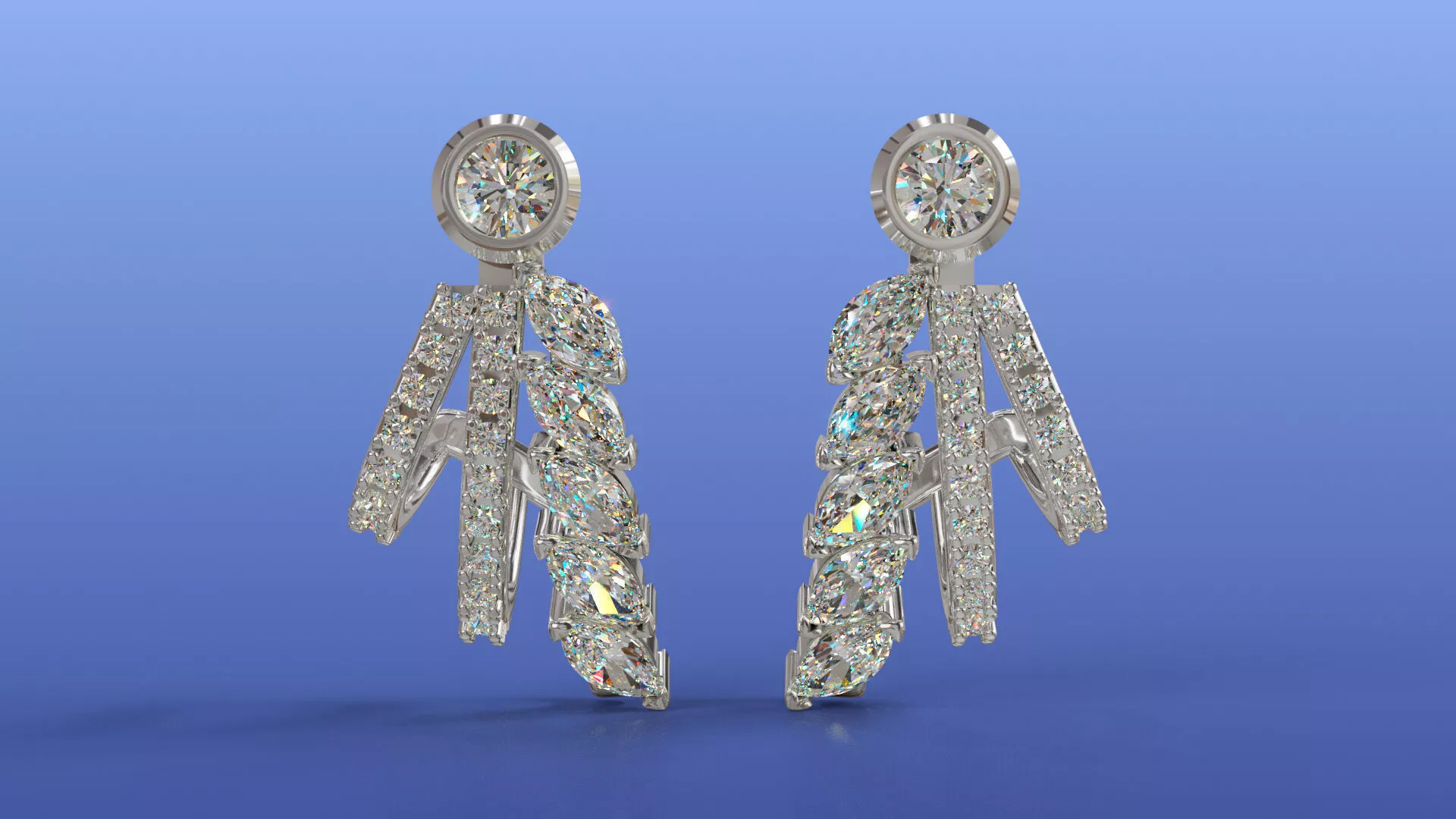 Elegance Hook Diamond Earrings CAD Fine Jewelry Design 3D print model