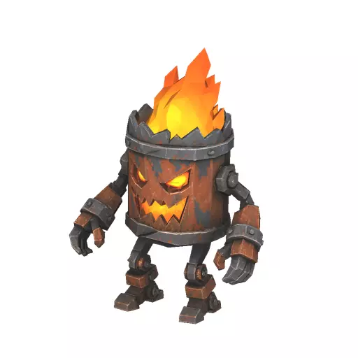 Barrel Fireling Low Poly PBR Game Asset Low-poly 3D model
