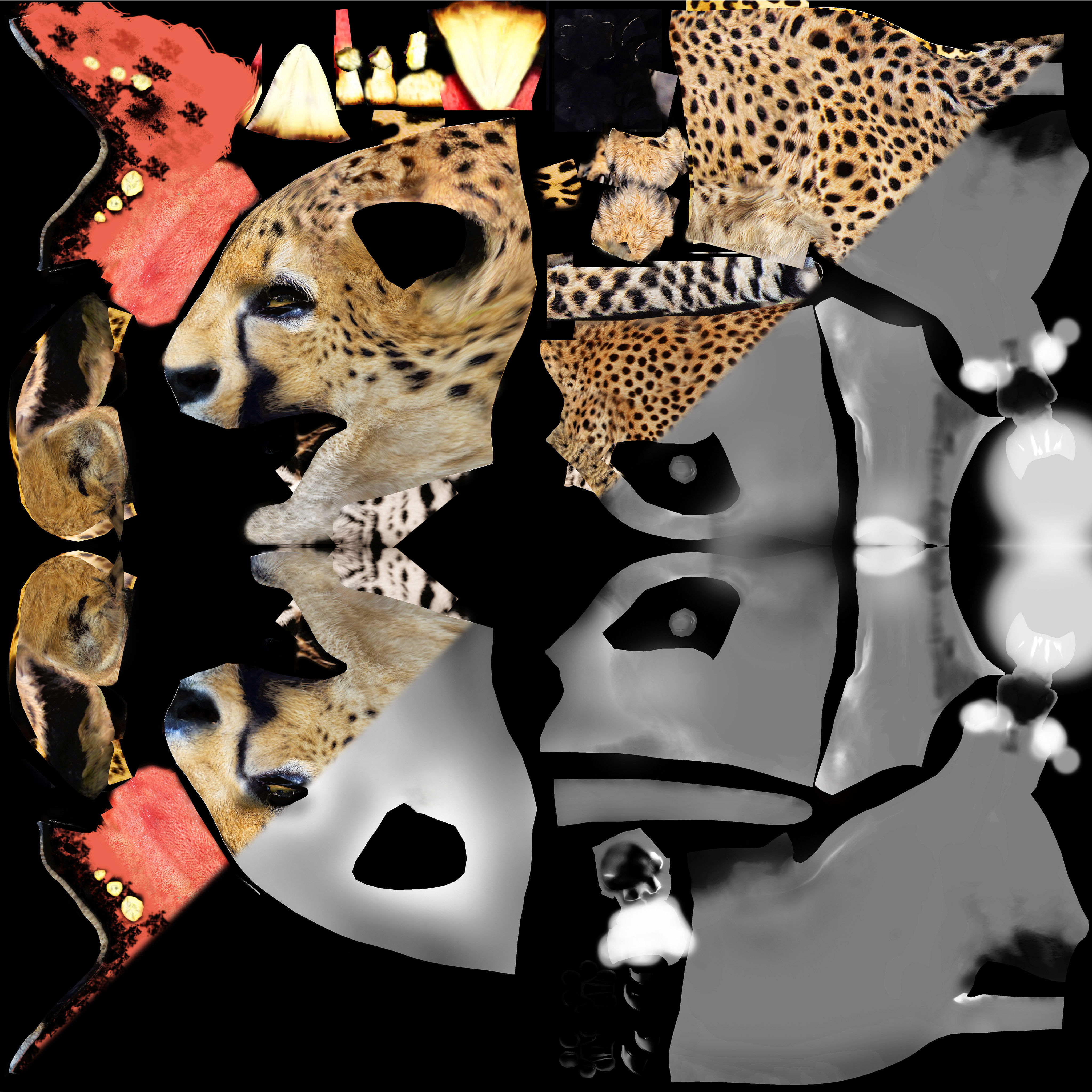 Cheetah with realistic fur Low-poly 3D model_4