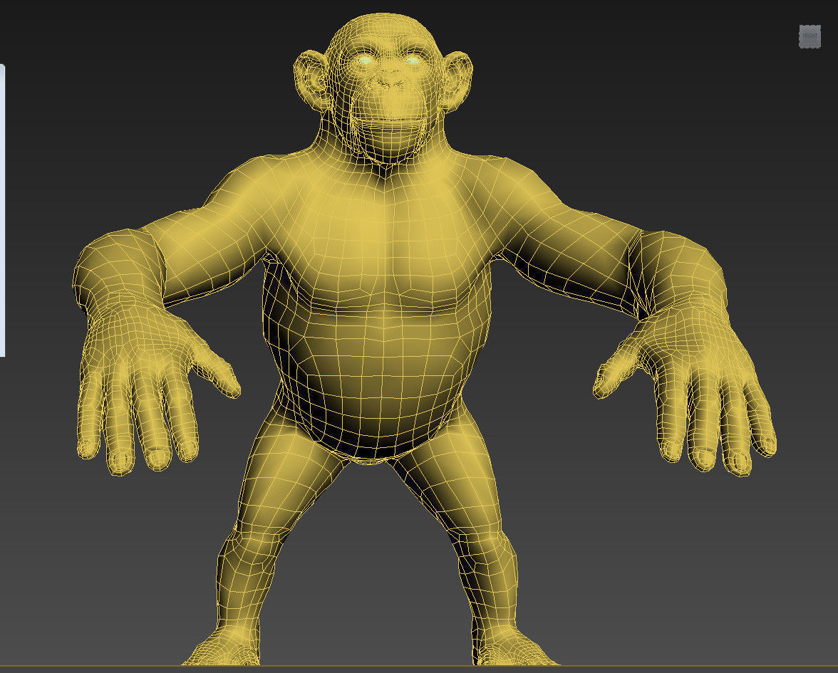 Chimpanzee with realistic fur Low-poly 3D model_8