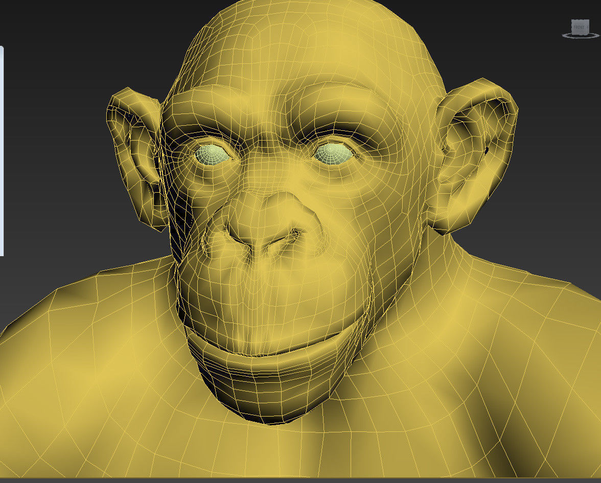 Chimpanzee with realistic fur Low-poly 3D model_7