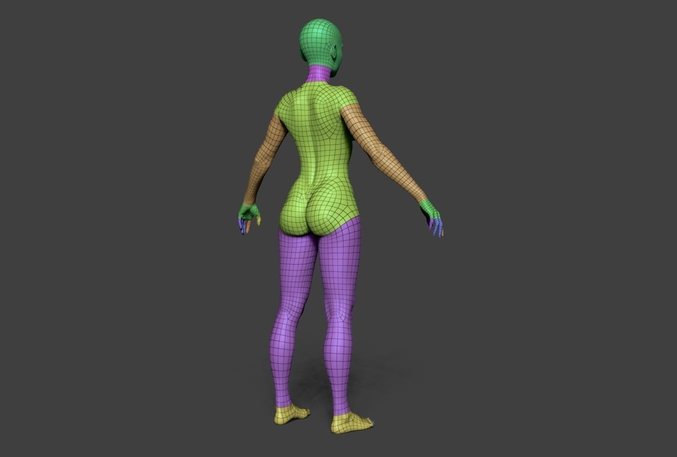 Female Body Basemesh Low-poly 3D model_13
