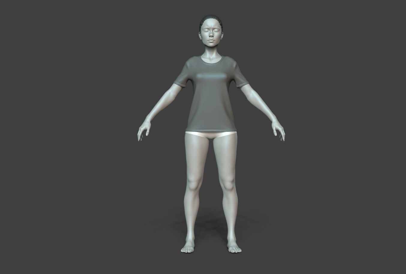 Female Body Basemesh Low-poly 3D model_9