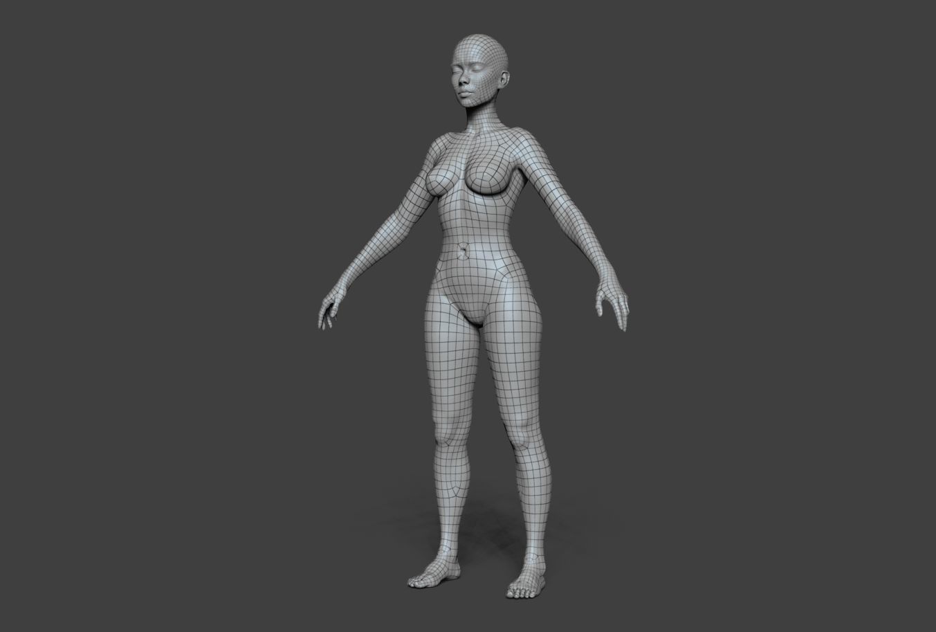 Female Body Basemesh Low-poly 3D model_10