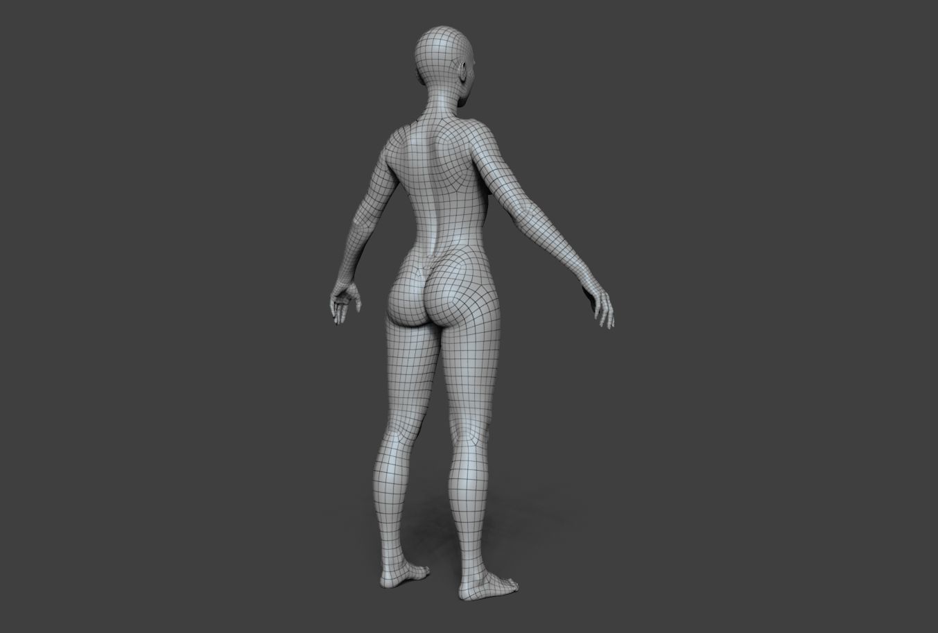 Female Body Basemesh Low-poly 3D model_12