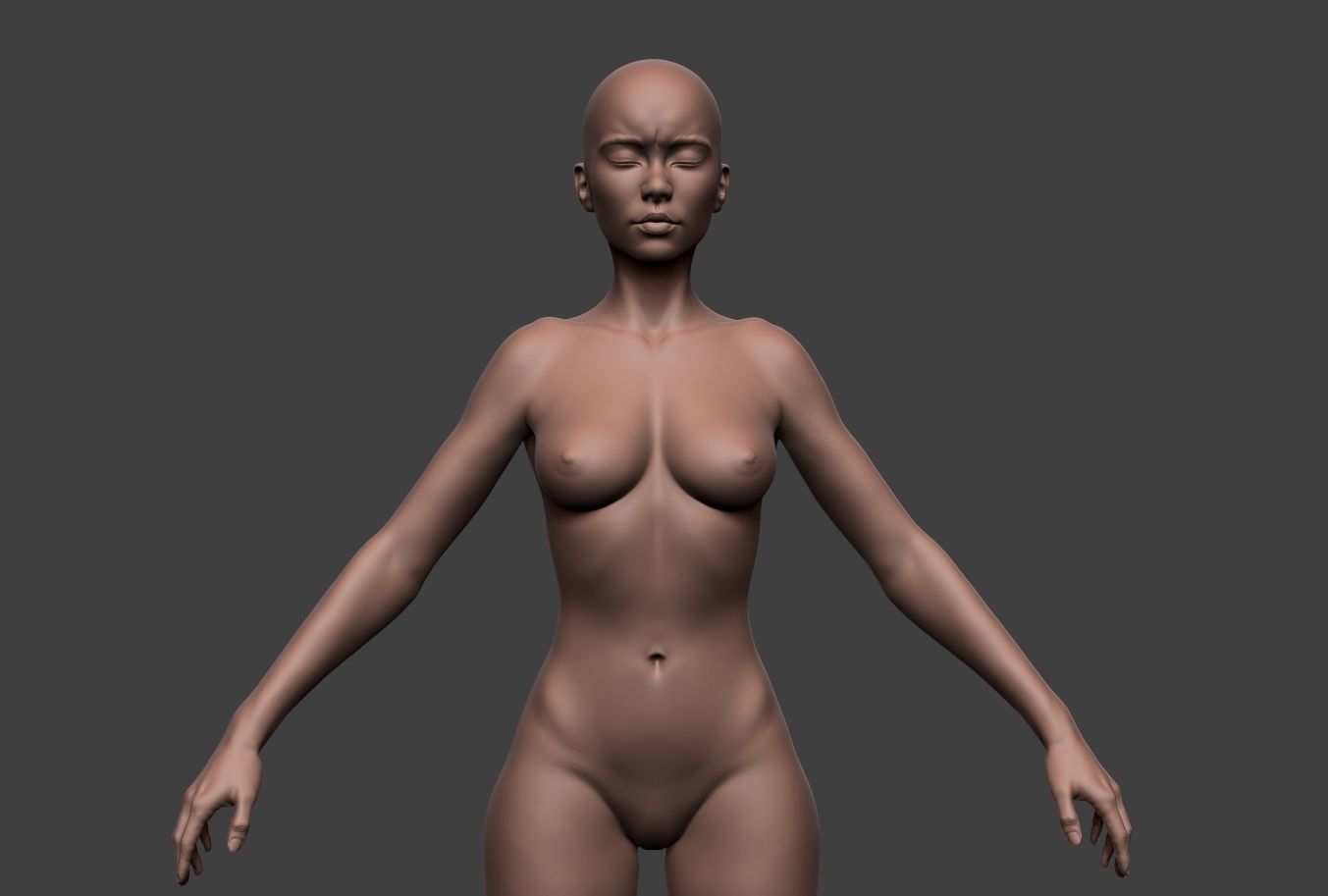 Female Body Basemesh Low-poly 3D model_1