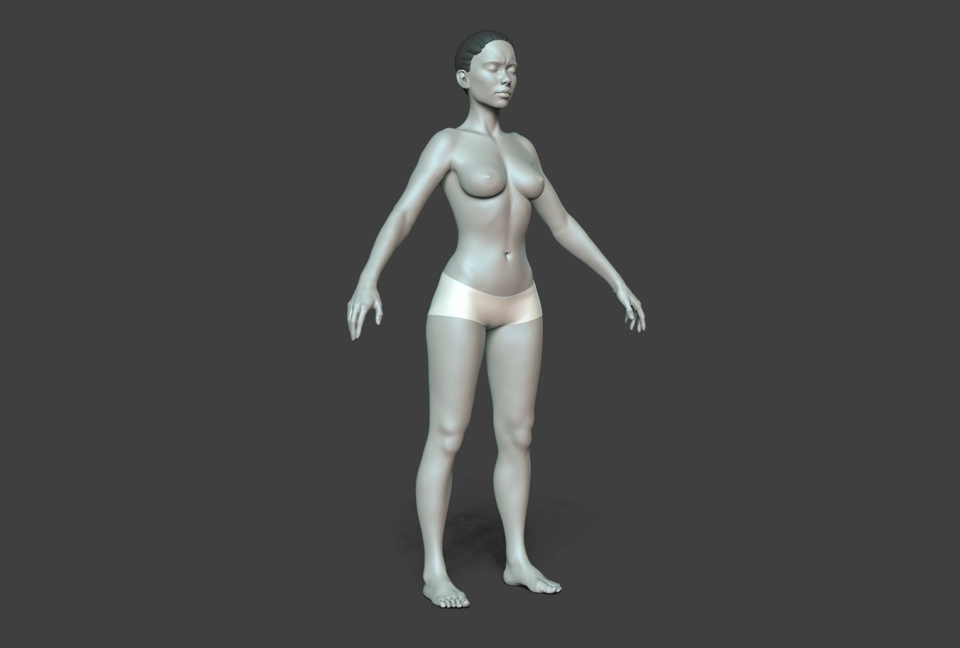 Female Body Basemesh Low-poly 3D model_5
