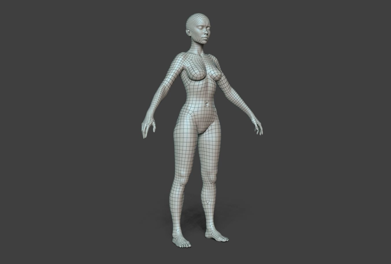 Female Body Basemesh Low-poly 3D model_6