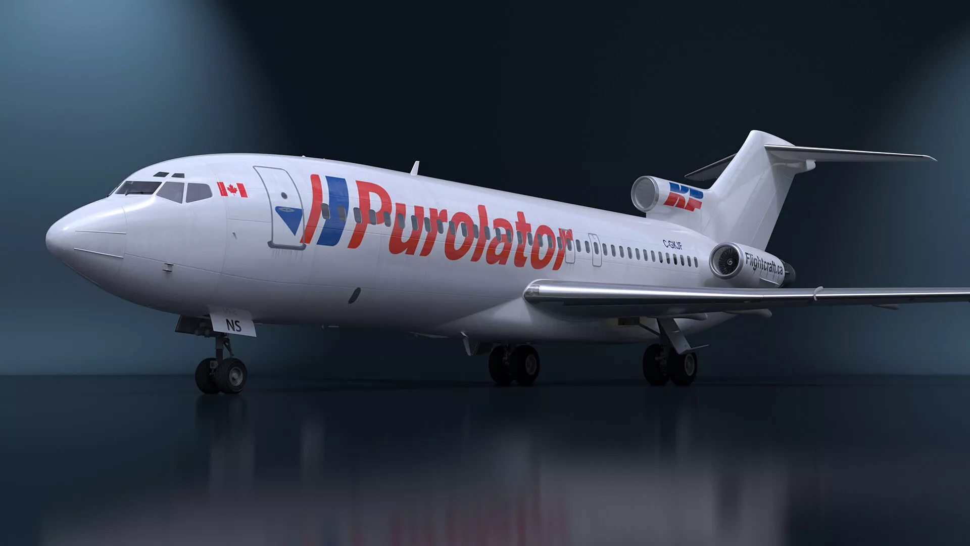 Boeing 727-100 Purolator Rigged for Cinema 4D 3D model