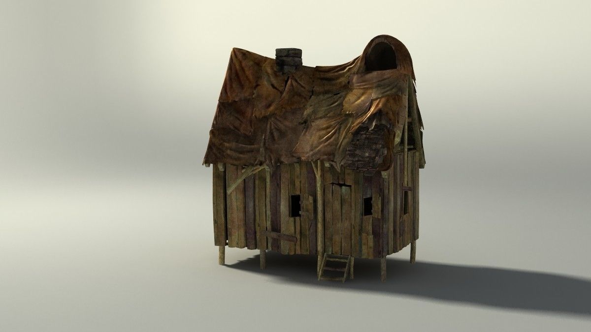 Shacks part 1 Low-poly 3D model_1