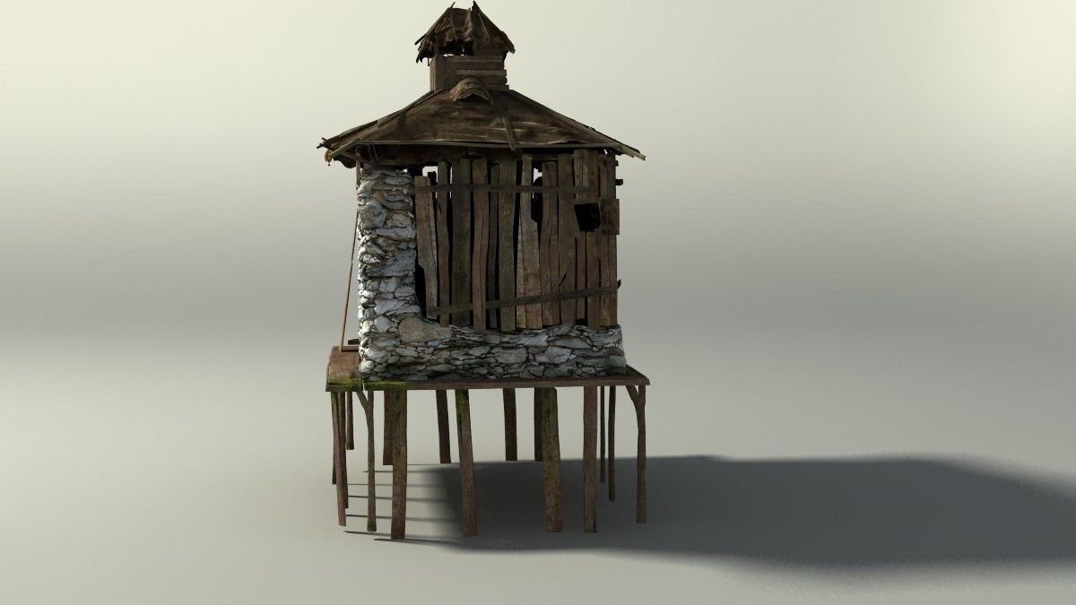 Shacks part 1 Low-poly 3D model_23