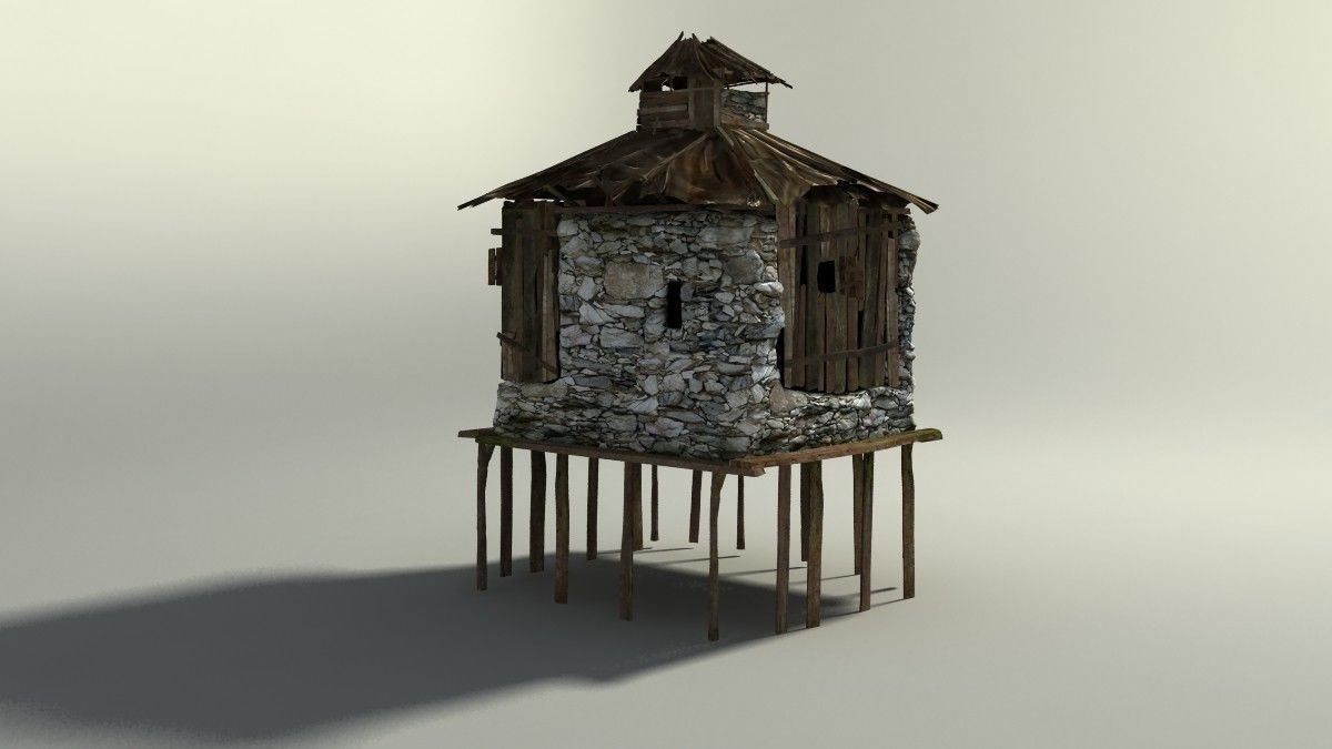 Shacks part 1 Low-poly 3D model_21