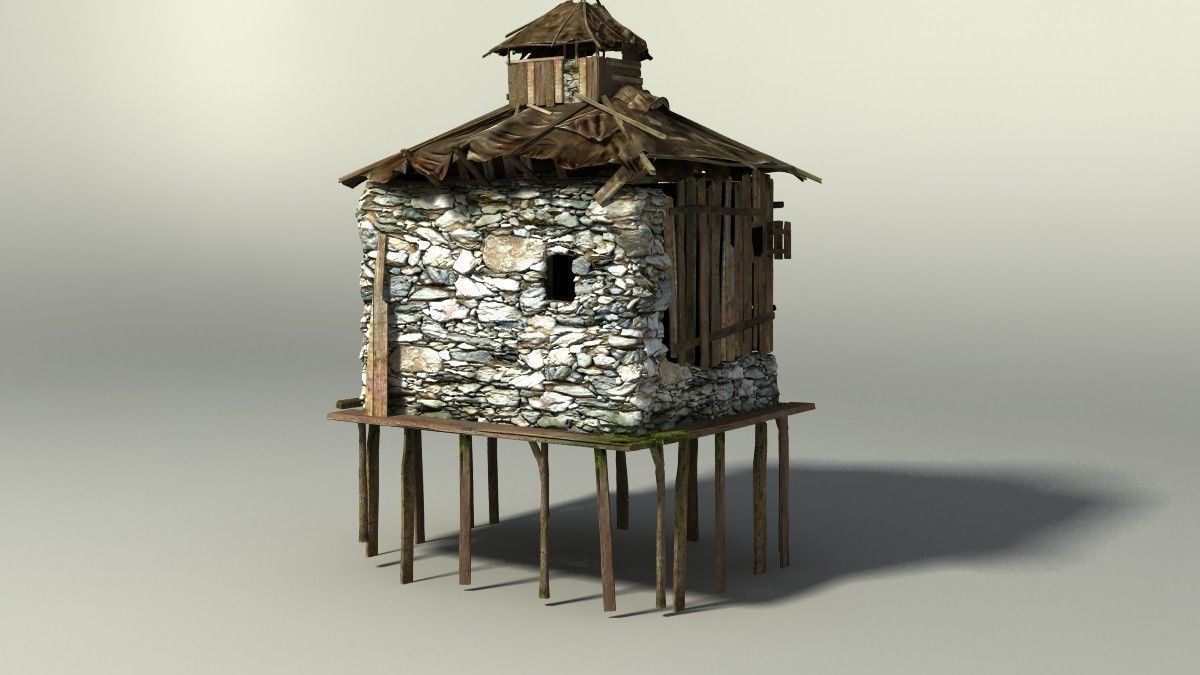 Shacks part 1 Low-poly 3D model_26