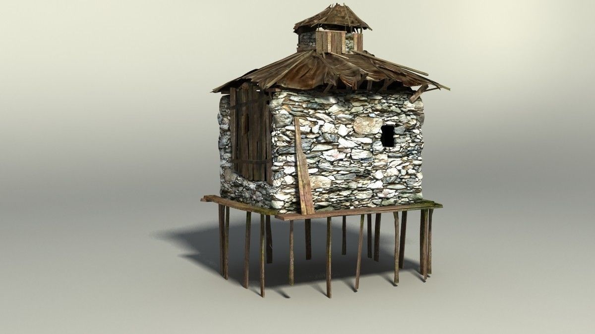 Shacks part 1 Low-poly 3D model_25