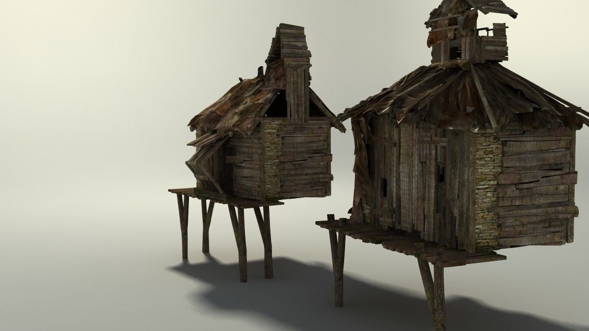Shacks part 1 Low-poly 3D model_14