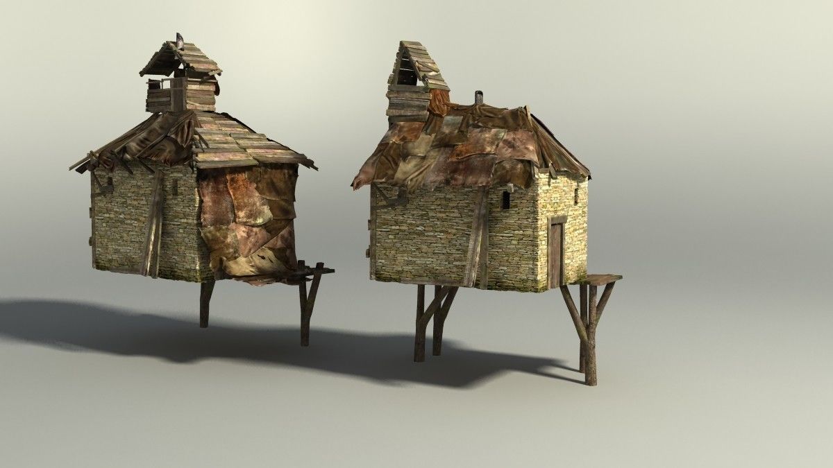 Shacks part 1 Low-poly 3D model_10