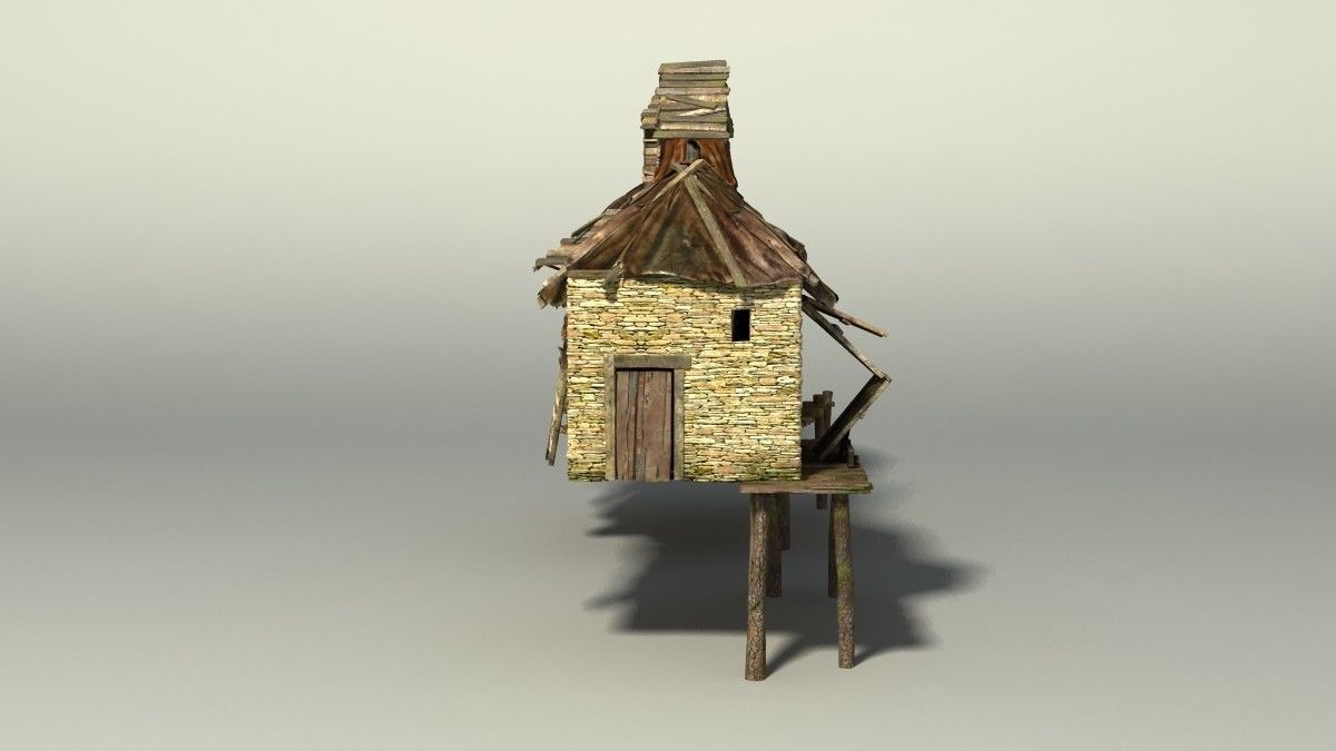 Shacks part 1 Low-poly 3D model_9