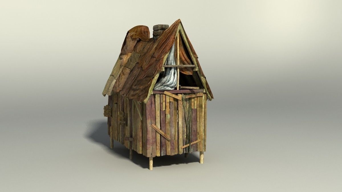 Shacks part 1 Low-poly 3D model_5