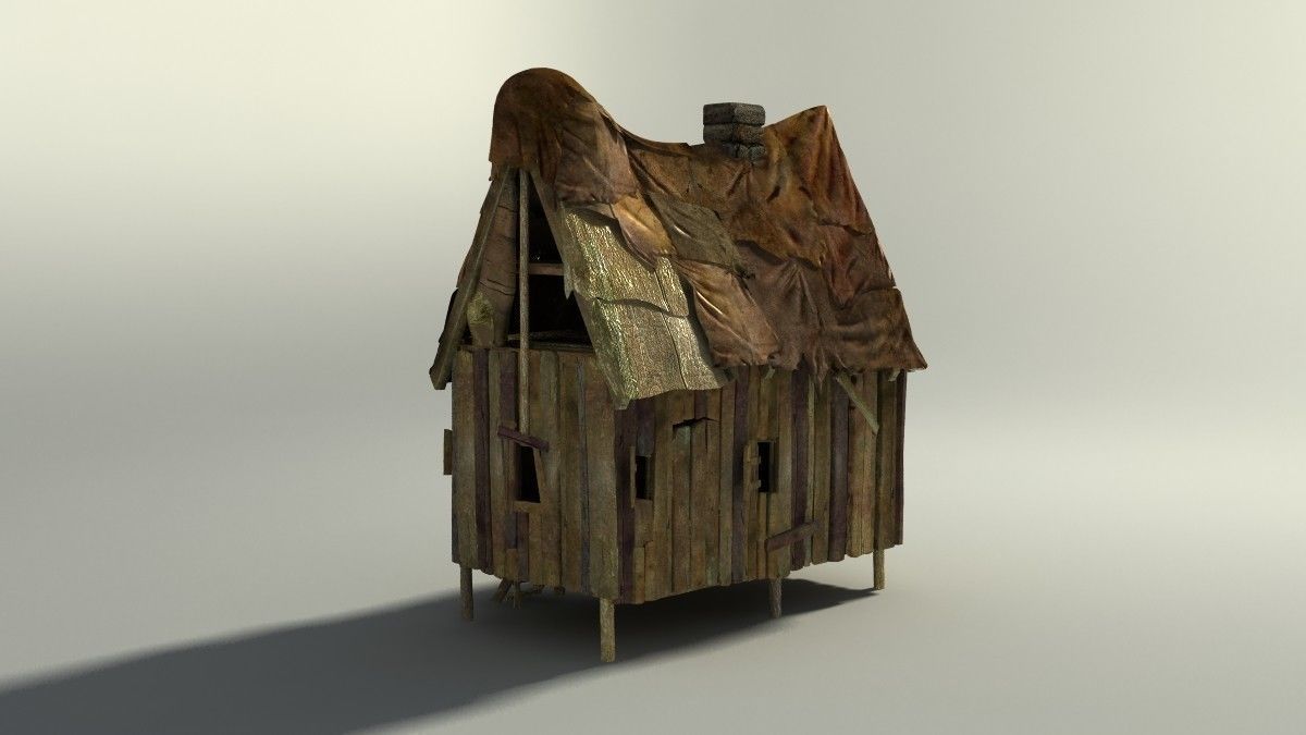 Shacks part 1 Low-poly 3D model_3