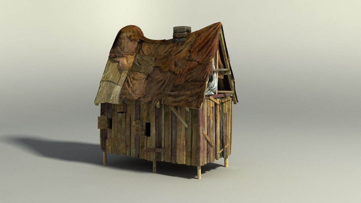 Shacks part 1 Low-poly 3D model_4