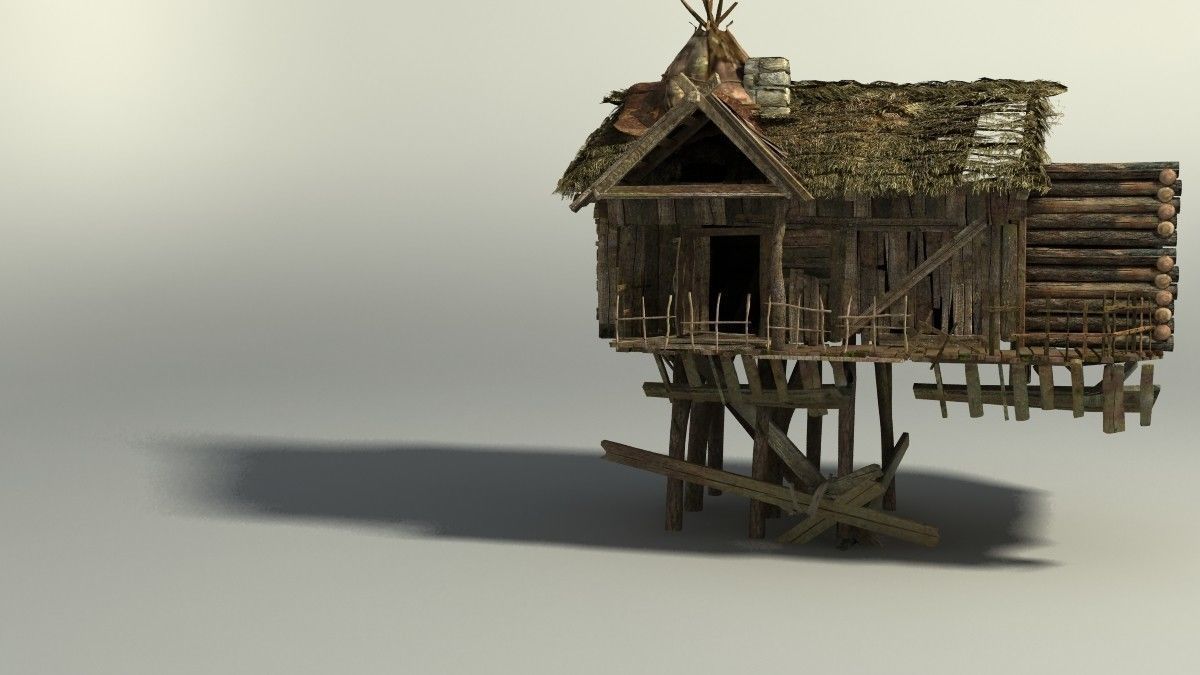 Shacks part 1 Low-poly 3D model_30
