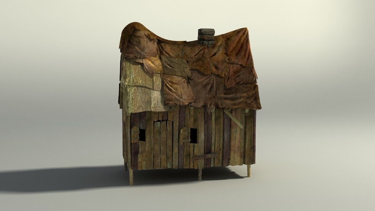 Shacks part 1 Low-poly 3D model_2