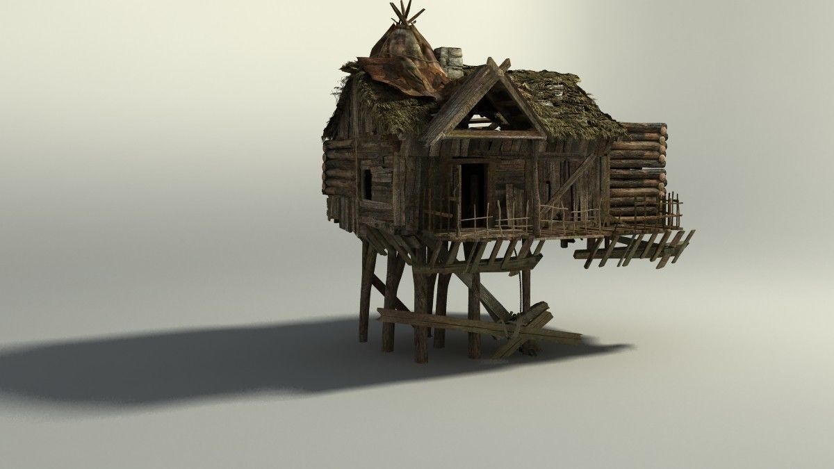 Shacks part 1 Low-poly 3D model_28