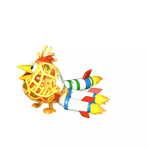 Spaghetti Rocket Bird Low Poly PBR Game Asset Low-poly 3D model